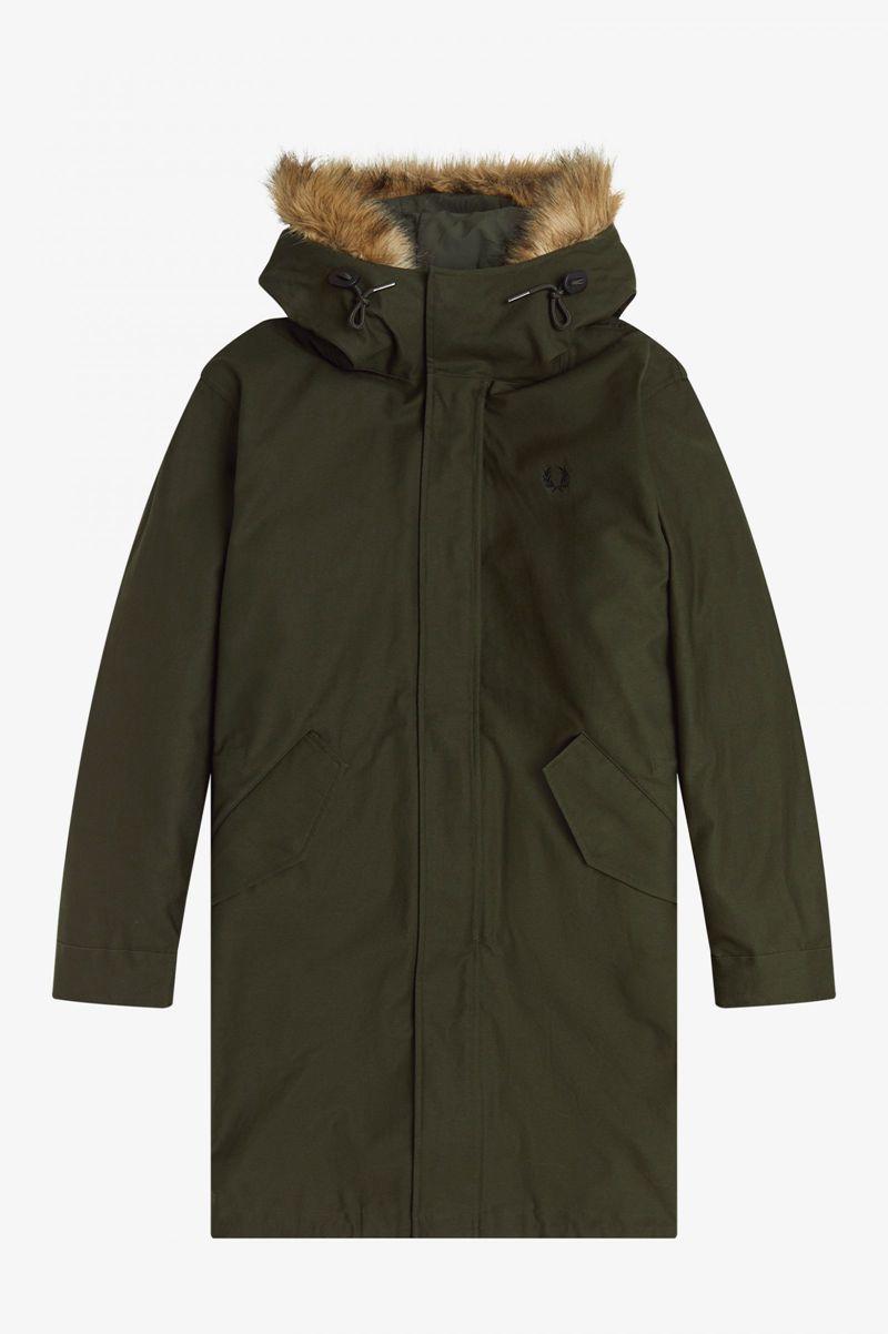 Fred Perry Jackets Website - Green Zip-In Liner Parka Mens